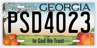 GA license plate PSD4023