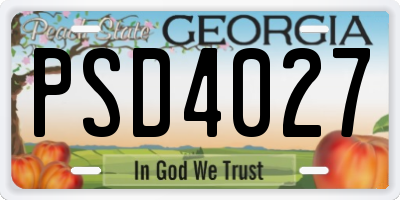 GA license plate PSD4027