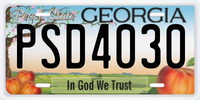 GA license plate PSD4030