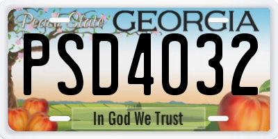 GA license plate PSD4032