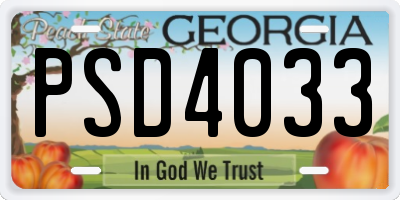 GA license plate PSD4033