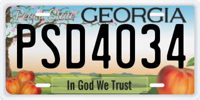 GA license plate PSD4034