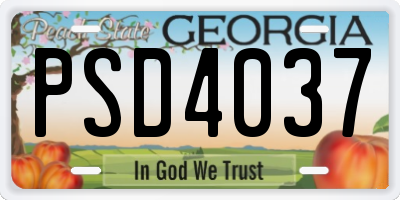 GA license plate PSD4037