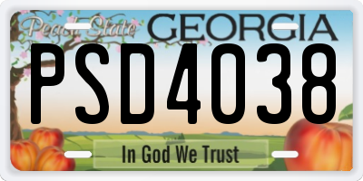 GA license plate PSD4038