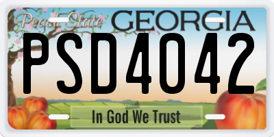 GA license plate PSD4042