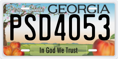 GA license plate PSD4053