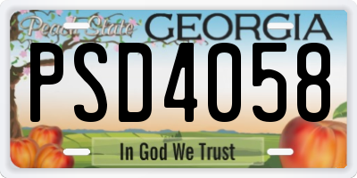GA license plate PSD4058