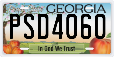 GA license plate PSD4060