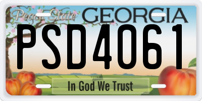 GA license plate PSD4061