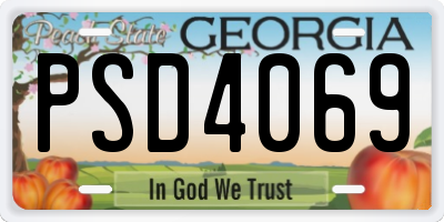 GA license plate PSD4069