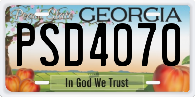 GA license plate PSD4070