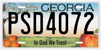 GA license plate PSD4072