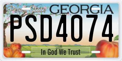 GA license plate PSD4074