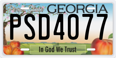 GA license plate PSD4077