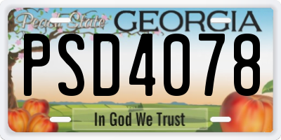 GA license plate PSD4078