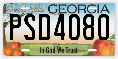 GA license plate PSD4080