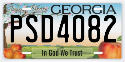 GA license plate PSD4082