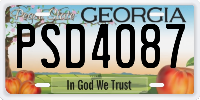 GA license plate PSD4087