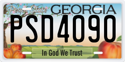 GA license plate PSD4090