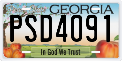 GA license plate PSD4091