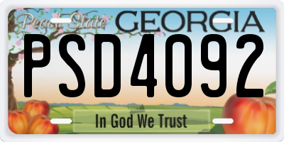 GA license plate PSD4092