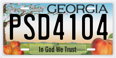 GA license plate PSD4104