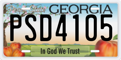 GA license plate PSD4105