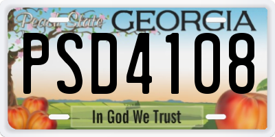 GA license plate PSD4108