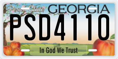 GA license plate PSD4110