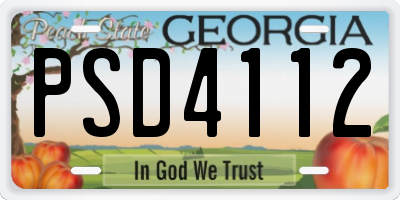 GA license plate PSD4112
