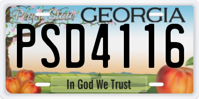 GA license plate PSD4116