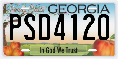 GA license plate PSD4120