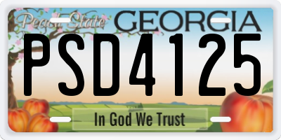 GA license plate PSD4125