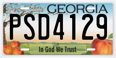 GA license plate PSD4129