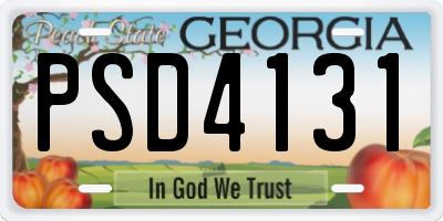 GA license plate PSD4131