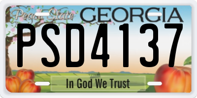 GA license plate PSD4137