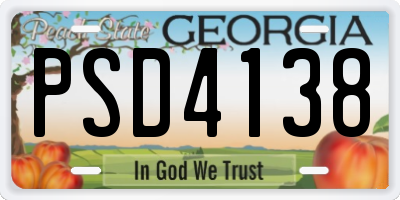 GA license plate PSD4138