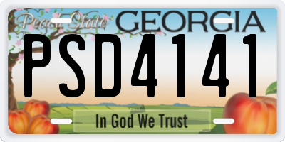 GA license plate PSD4141