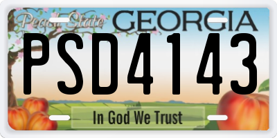 GA license plate PSD4143