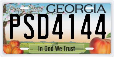 GA license plate PSD4144