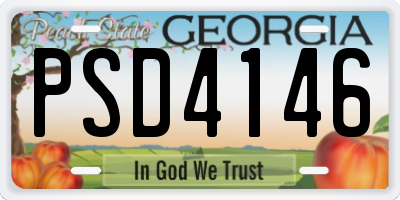 GA license plate PSD4146