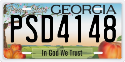 GA license plate PSD4148