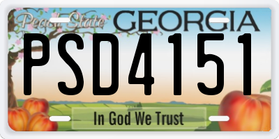 GA license plate PSD4151