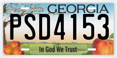 GA license plate PSD4153