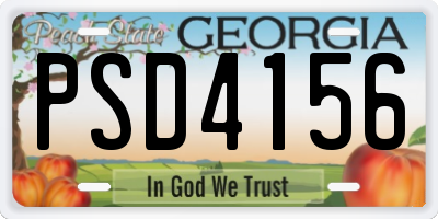 GA license plate PSD4156