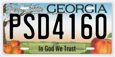 GA license plate PSD4160