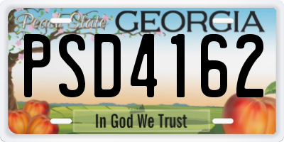 GA license plate PSD4162