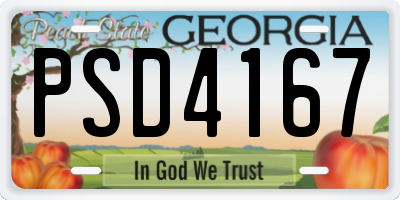GA license plate PSD4167
