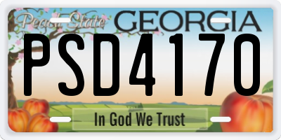 GA license plate PSD4170