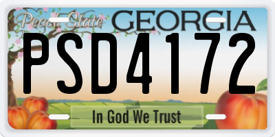 GA license plate PSD4172